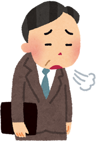 ため息をついて困っている男性社員のイラスト